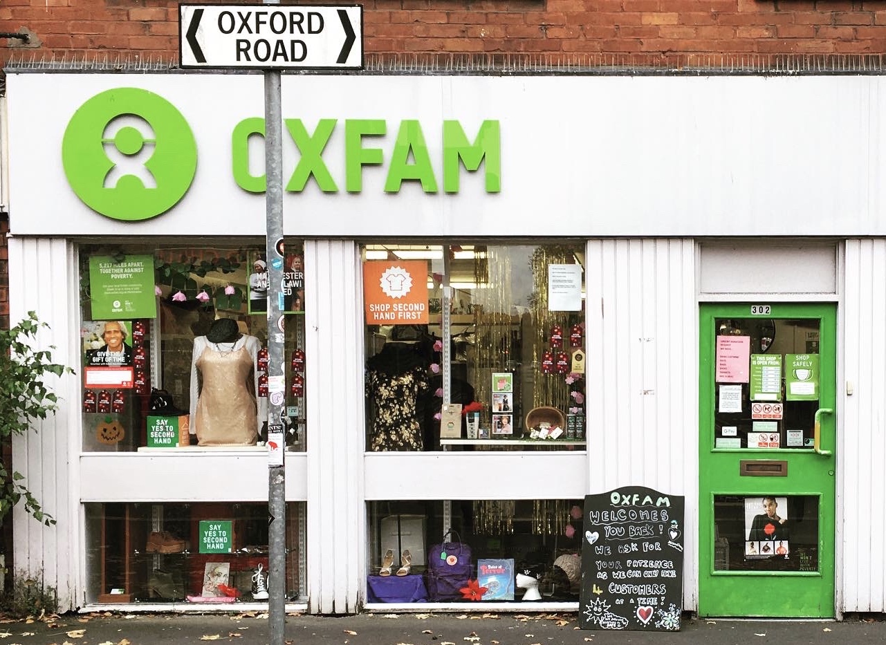 Exterior shot of Oxfam Whitworth Park on Oxford Road